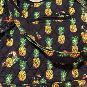Vera Bradley Black Quilted Bag with Pineapple and Flamingo Design